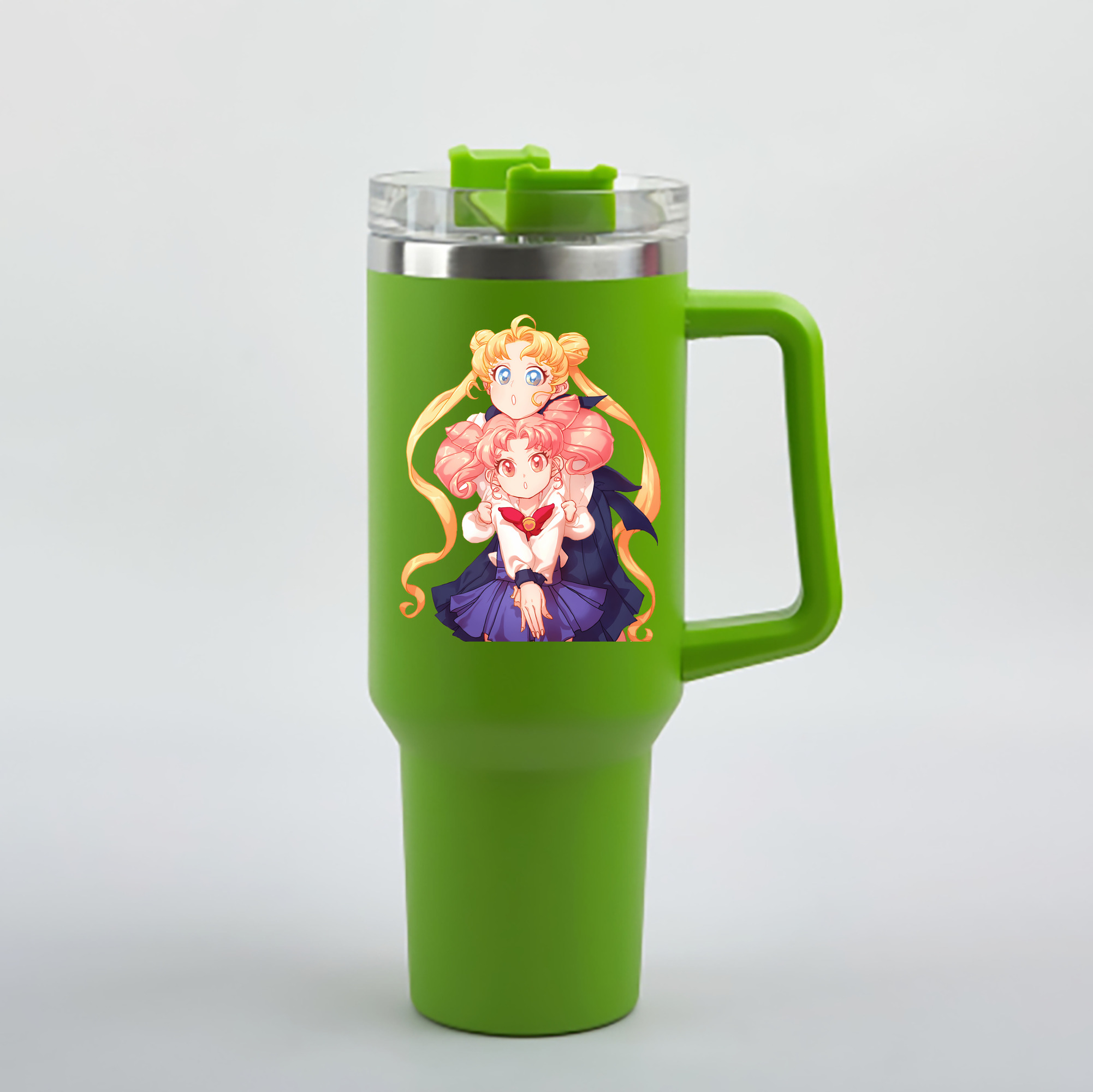 （画像用） 美少女戦士セーラームーン 愛野 美奈子 あいの みなこ Sailor Moon Aino Minako 1200mL車用タンブラー - クリスタルステッカー（プラスチックストロー付き）